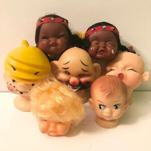 Lot of 7 Assorted Doll Heads Clown Baby Girl Dennis The  Mennace